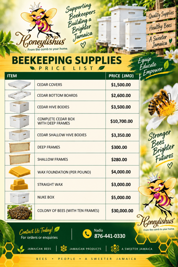 Honeylishus beekeeping supplies price list