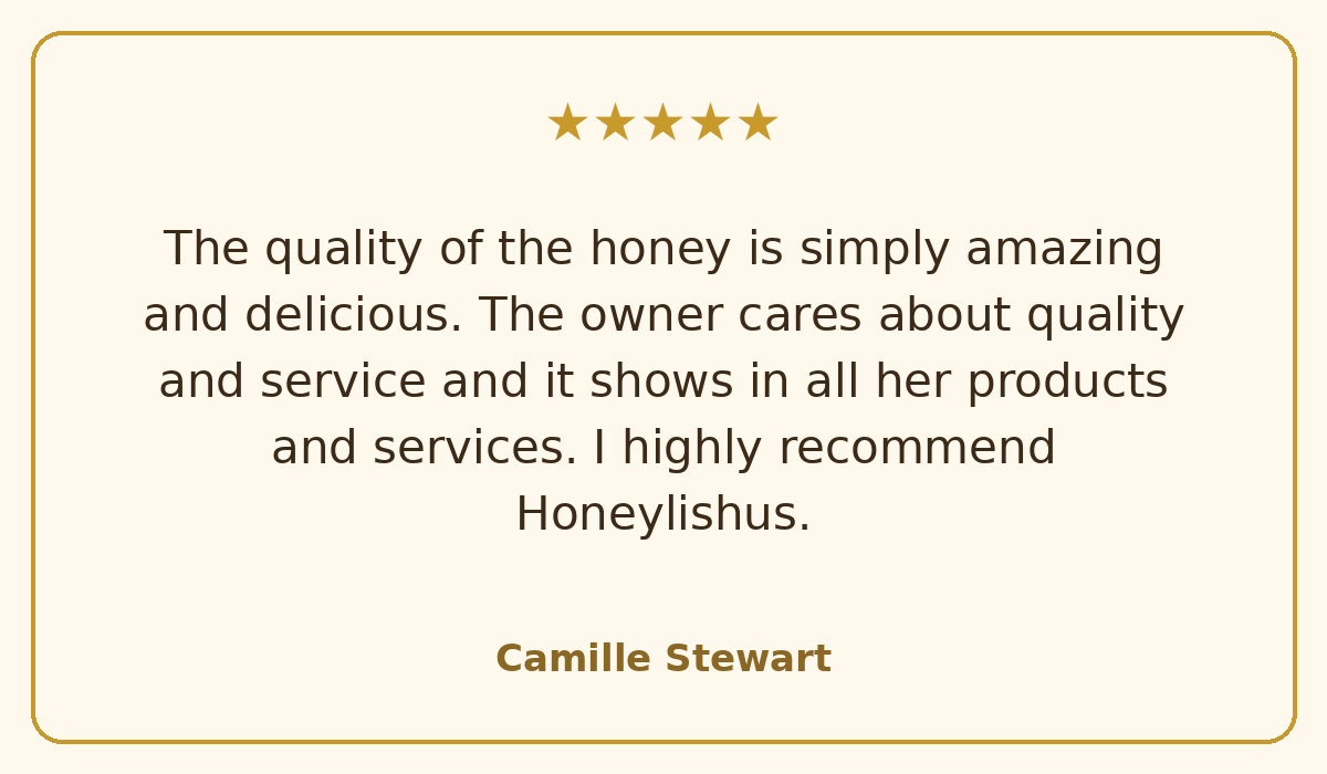 Honeylishus customer review from Camille Stewart