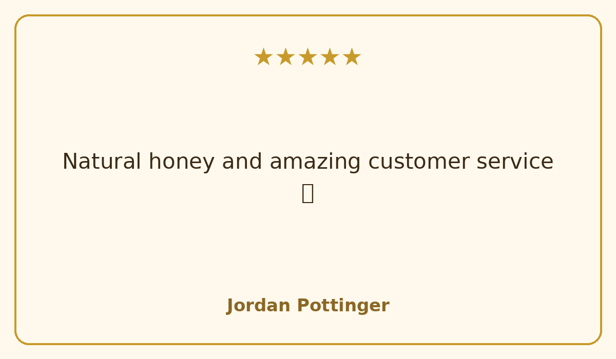 Honeylishus customer review from Jordan Pottinger